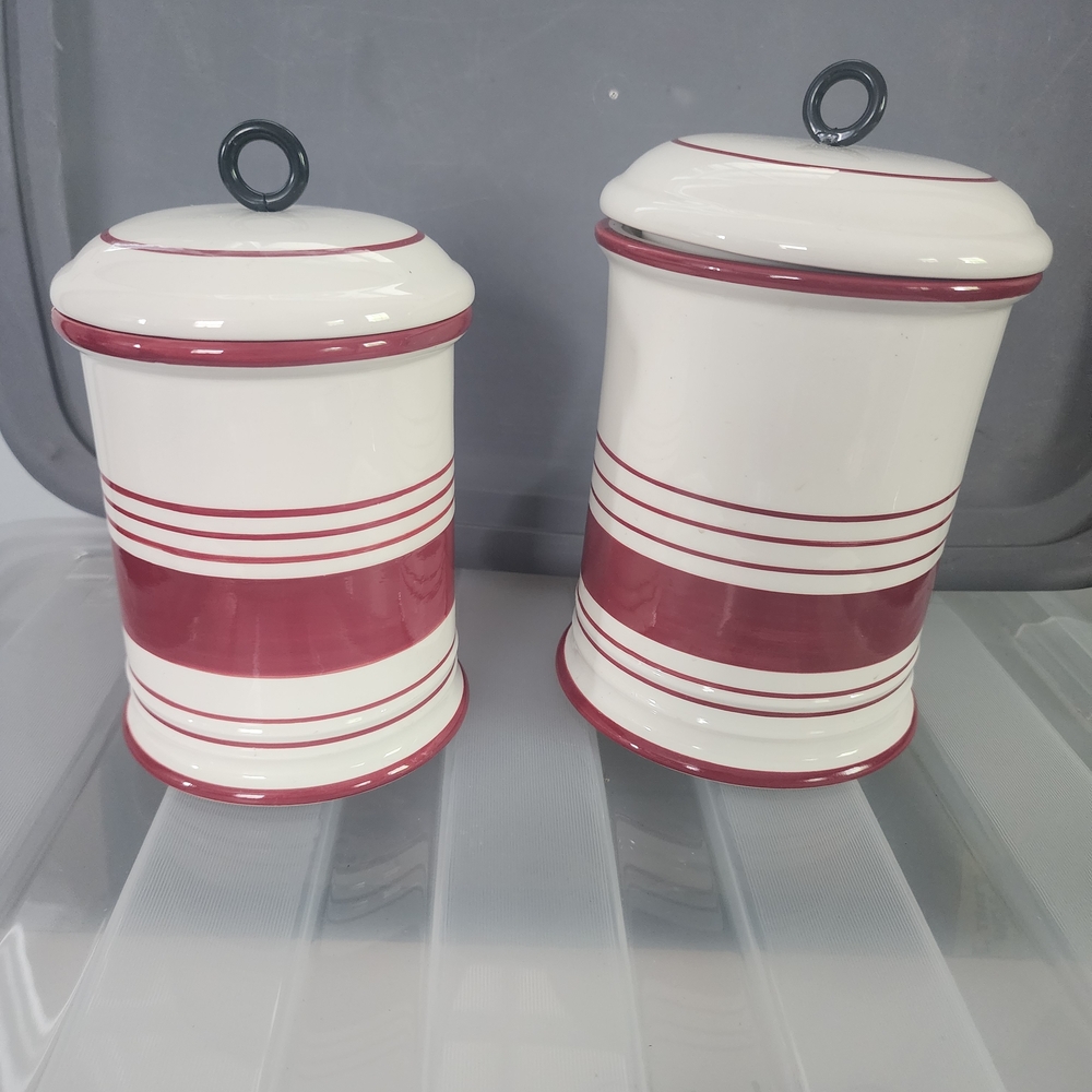 Red and White Ceramic Canister Set